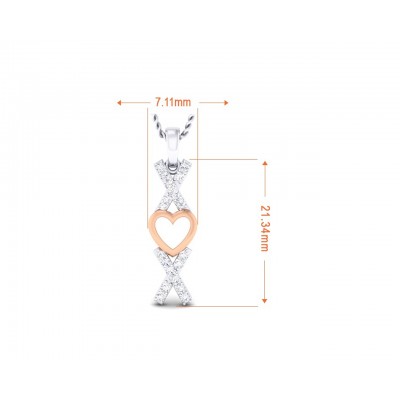 Phebe heart & Kisses Diamond Pendant in two tone 18k gold